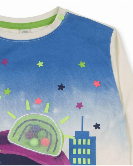 T-shirt blanc en maille fille Robot Maker T-shirt blanc en maille fille Robot Maker