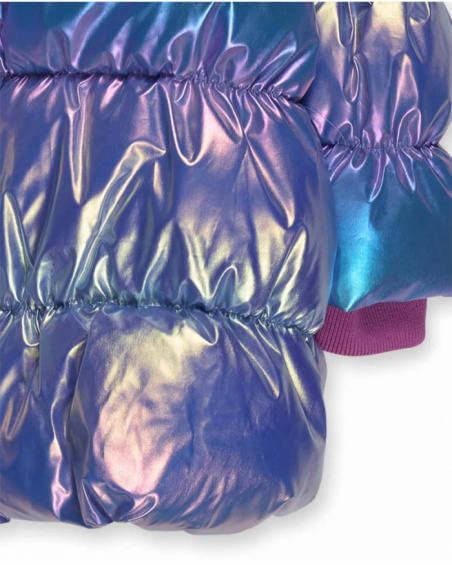 Parka matelassée bleu lilas pour fille Robot Maker