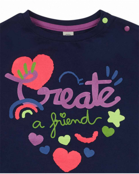 T-shirt bleu en maille fille Robot Maker T-shirt bleu en maille fille Robot Maker