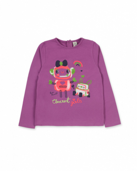 T-shirt en maille lilas fille Robot Maker T-shirt en maille lilas fille Robot Maker