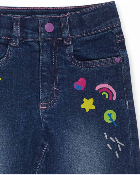 Pantalon en jean bleu pour fille Robot Maker Pantalon en jean bleu pour fille Robot Maker