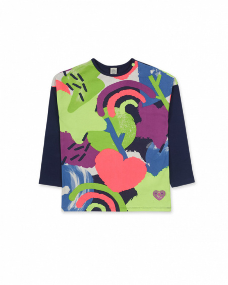 Sweat bleu en maille pour fille Robot Maker Sweat bleu en maille pour fille Robot Maker