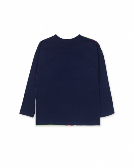 Sweat bleu en maille pour fille Robot Maker Sweat bleu en maille pour fille Robot Maker