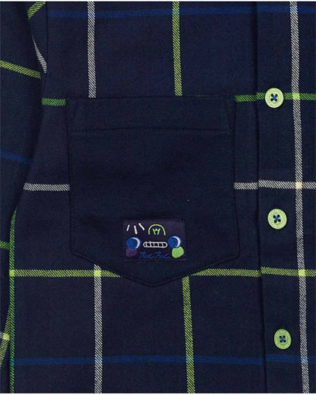 Chemise bleue en flanelle tricotée pour garçon Robot Maker Chemise bleue en flanelle tricotée pour garçon Robot Maker