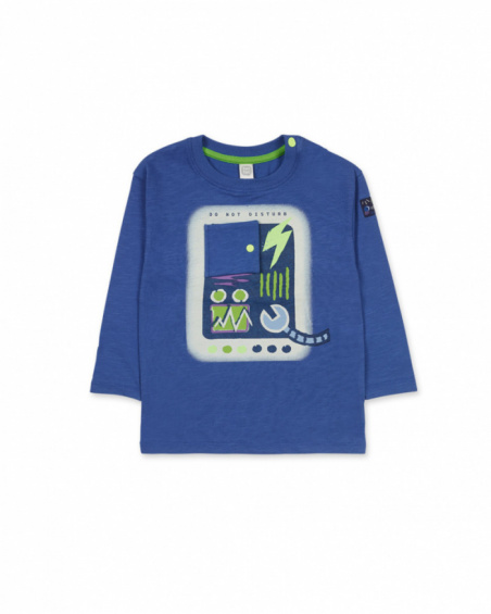 T-shirt bleu en maille Robot Maker