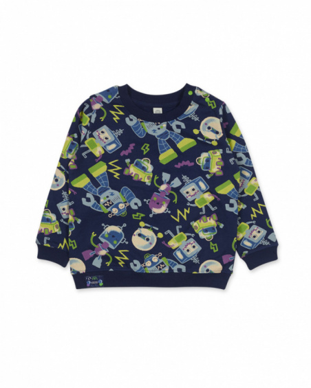Sweat molleton bleu pour garçon collection Robot Maker Sweat molleton bleu pour garçon collection Robot Maker