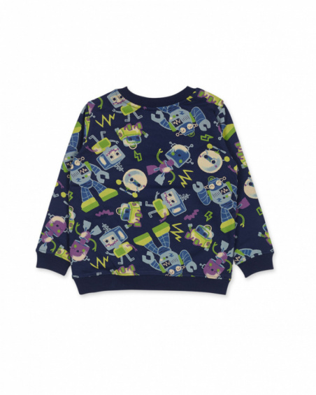 Sweat molleton bleu pour garçon collection Robot Maker Sweat molleton bleu pour garçon collection Robot Maker