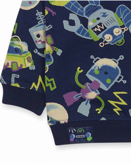 Sweat molleton bleu pour garçon collection Robot Maker Sweat molleton bleu pour garçon collection Robot Maker