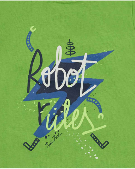 T-shirt vert en maille pour garçon Robot Maker