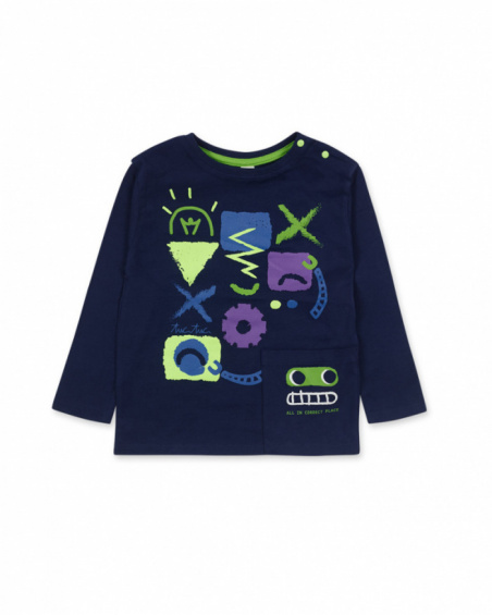 T-shirt bleu en maille pour garçon Robot Maker T-shirt bleu en maille pour garçon Robot Maker