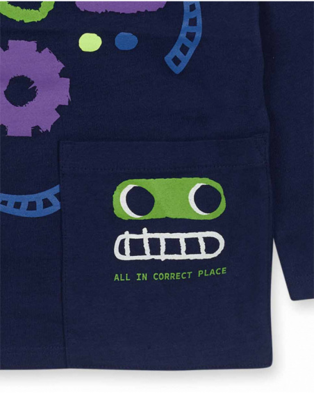 T-shirt bleu en maille pour garçon Robot Maker T-shirt bleu en maille pour garçon Robot Maker