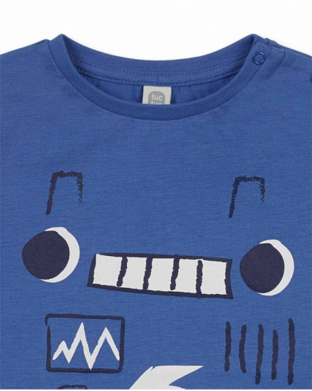 T-shirt bleu en maille garçon Robot Maker T-shirt bleu en maille garçon Robot Maker