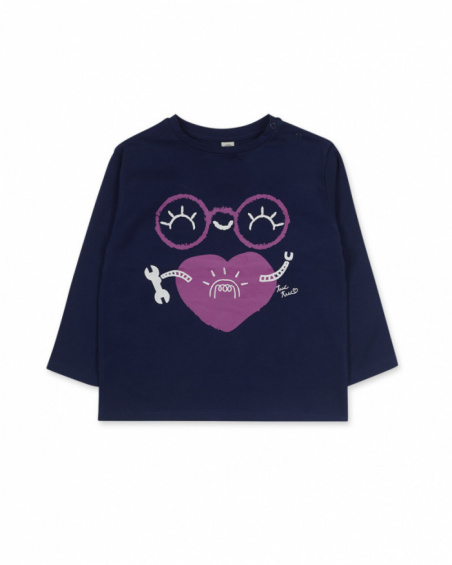 T-shirt bleu en maille pour fille Robot Maker