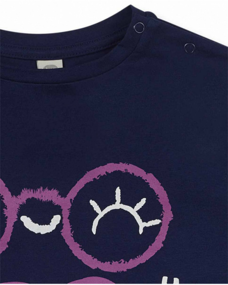 T-shirt bleu en maille pour fille Robot Maker