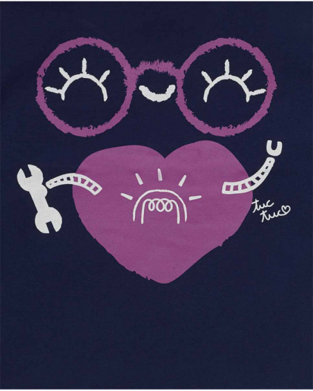 T-shirt bleu en maille pour fille Robot Maker T-shirt bleu en maille pour fille Robot Maker
