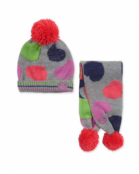 Bonnet et écharpe en tricot gris pour fille Robot Maker