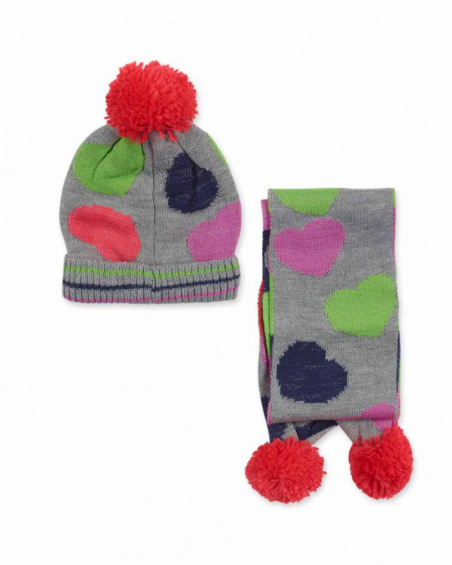 Bonnet et écharpe en tricot gris pour fille Robot Maker