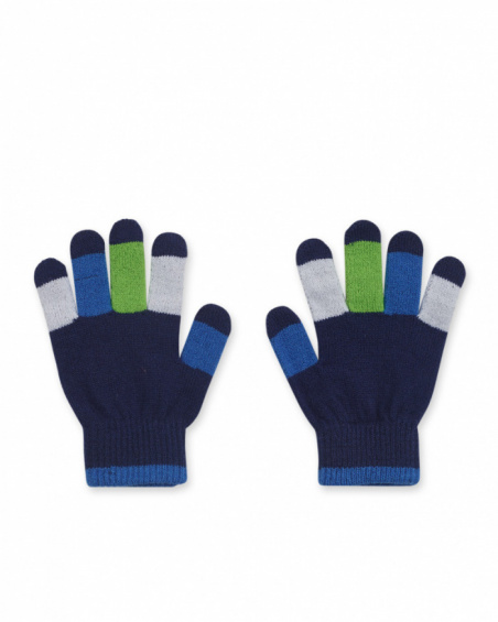 Gants bleus en tricot pour garçon Robot Maker Gants bleus en tricot pour garçon Robot Maker