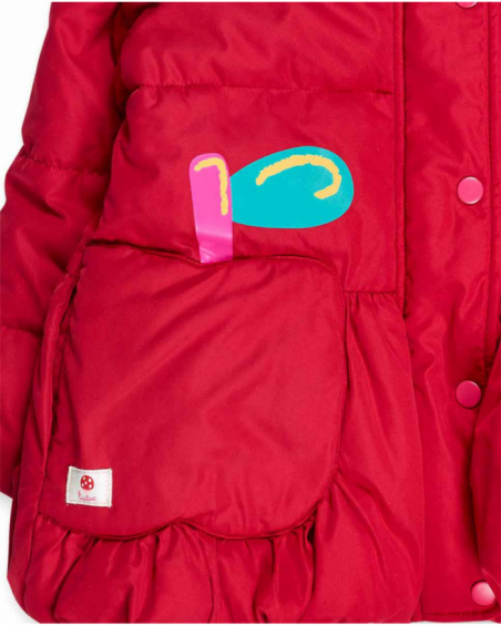 Parka matelassée rouge pour fille collection Besties Parka matelassée rouge pour fille collection Besties