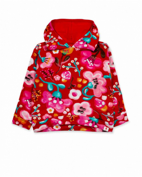 Sweat peluche rouge pour fille Besties