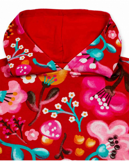 Sweat peluche rouge pour fille Besties Sweat peluche rouge pour fille Besties