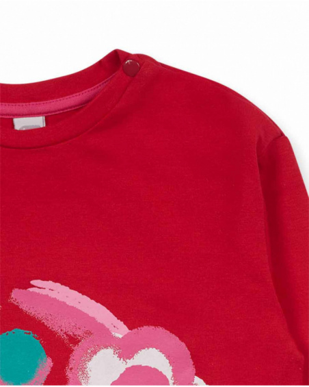 T-shirt en maille rouge pour fille Besties T-shirt en maille rouge pour fille Besties