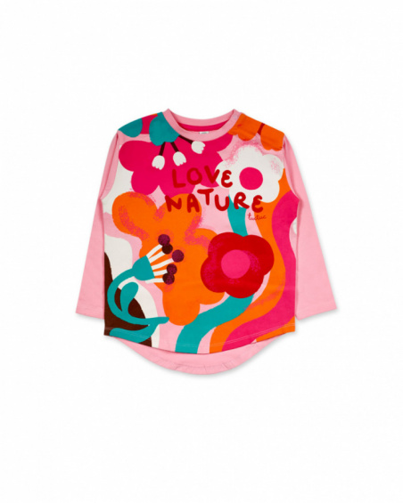 T-shirt en maille rose pour fille collection Besties T-shirt en maille rose pour fille collection Besties