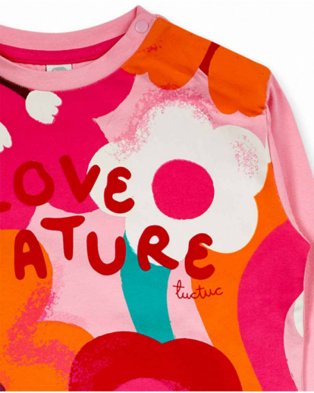 T-shirt en maille rose pour fille collection Besties T-shirt en maille rose pour fille collection Besties