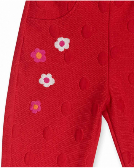 Pantalon en peluche rouge pour fille Besties