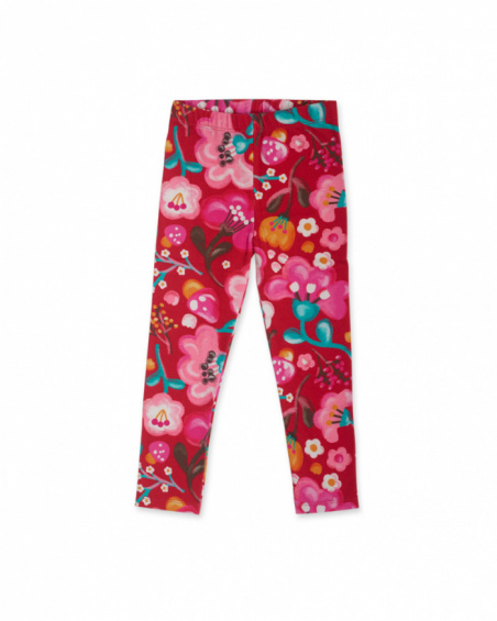 Legging peluche rouge fille Besties