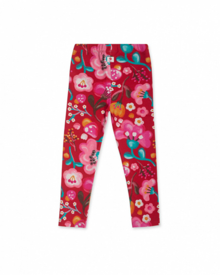 Legging peluche rouge fille Besties