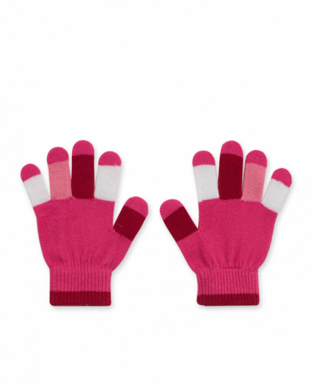 Gants tricotés roses pour fille Besties