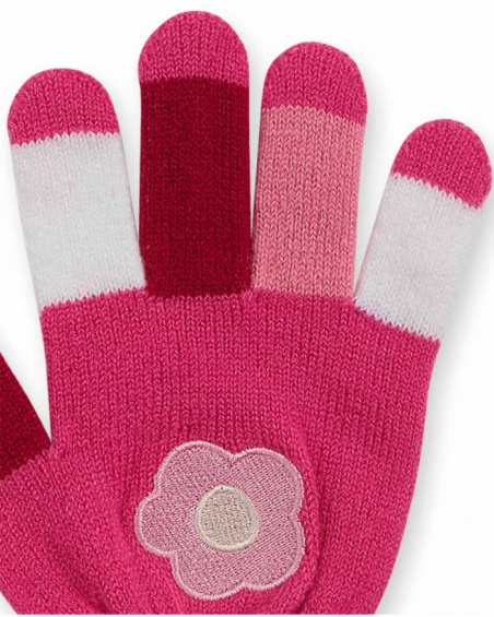 Gants tricotés roses pour fille Besties