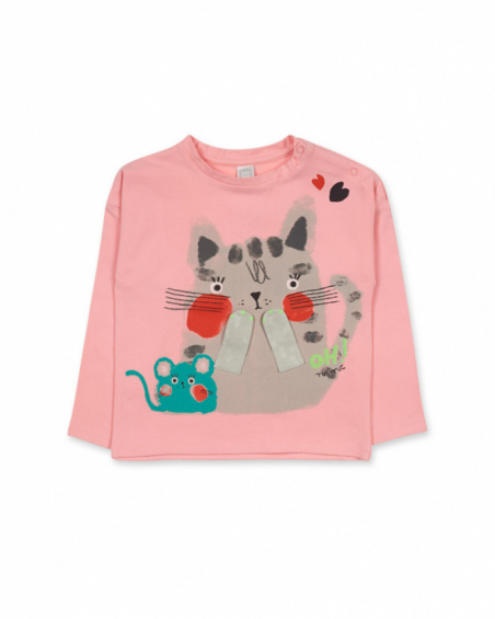 T-shirt jersey rose pour fille Cattitude