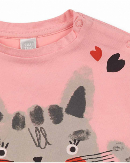T-shirt jersey rose pour fille Cattitude
