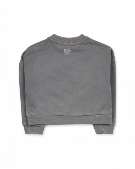 T-shirt gris en maille pour fille Cattitude T-shirt gris en maille pour fille Cattitude