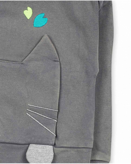 T-shirt gris en maille pour fille Cattitude T-shirt gris en maille pour fille Cattitude