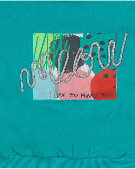 Sweat peluche bleu fille Cattitude Sweat peluche bleu fille Cattitude