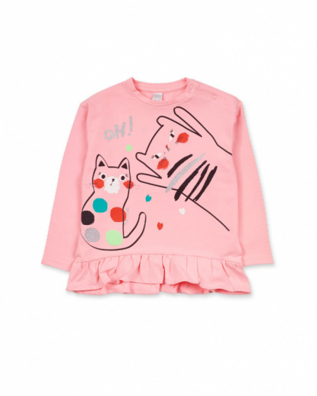 T-shirt jersey rose fille Cattitude T-shirt jersey rose fille Cattitude