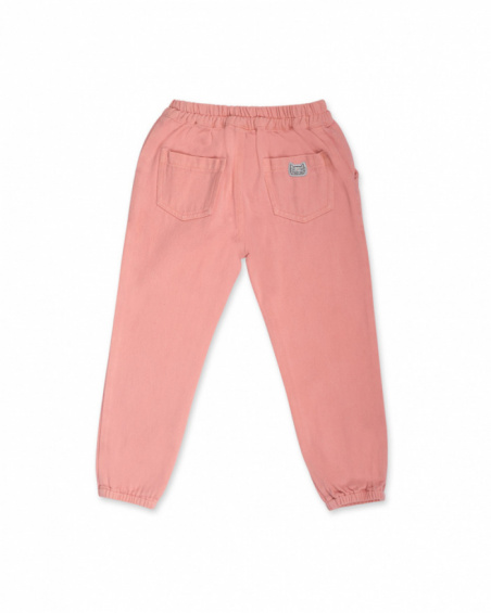 Pantalon twill fille Catiitude rose