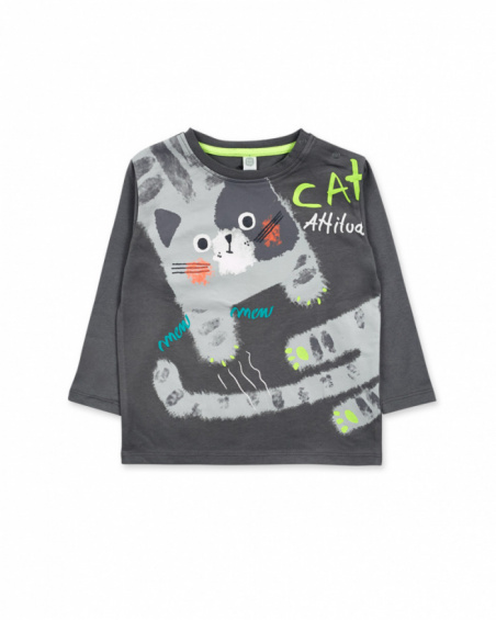 T-shirt gris en maille garçon Cattitude T-shirt gris en maille garçon Cattitude
