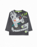 T-shirt gris en maille garçon Cattitude T-shirt gris en maille garçon Cattitude