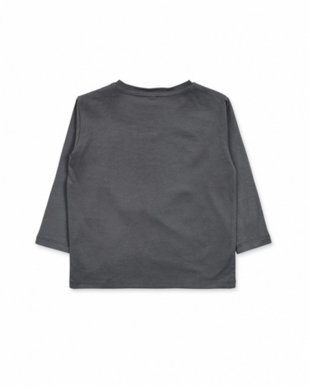 T-shirt gris en maille garçon Cattitude