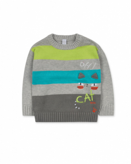 Pull tricot gris garçon Cattitude Pull tricot gris garçon Cattitude
