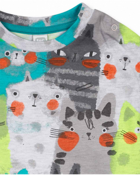 T-shirt gris en maille pour garçon Cattitude T-shirt gris en maille pour garçon Cattitude
