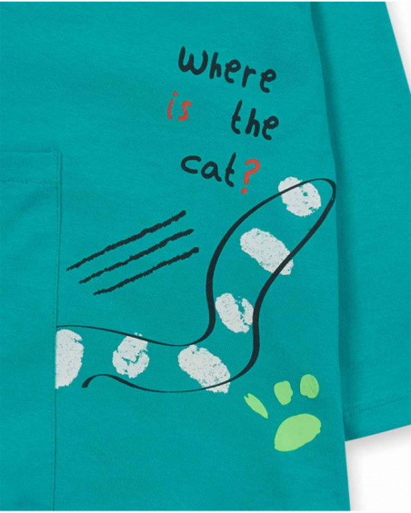 T-shirt bleu en maille pour garçon Cattitude T-shirt bleu en maille pour garçon Cattitude