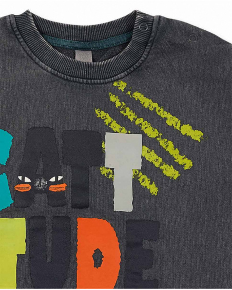 Sweat molleton gris Cattitude pour garçon.