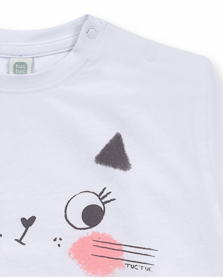T-shirt blanc en maille pour fille Cattitude T-shirt blanc en maille pour fille Cattitude