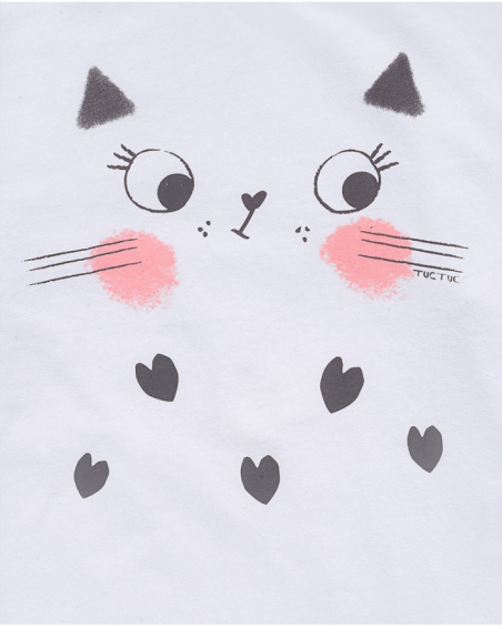 T-shirt blanc en maille pour fille Cattitude T-shirt blanc en maille pour fille Cattitude