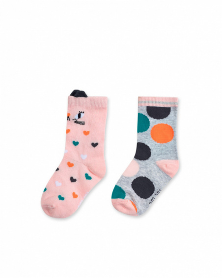 Lot de 2 chaussettes à motifs fille Cattitude Lot de 2 chaussettes à motifs fille Cattitude